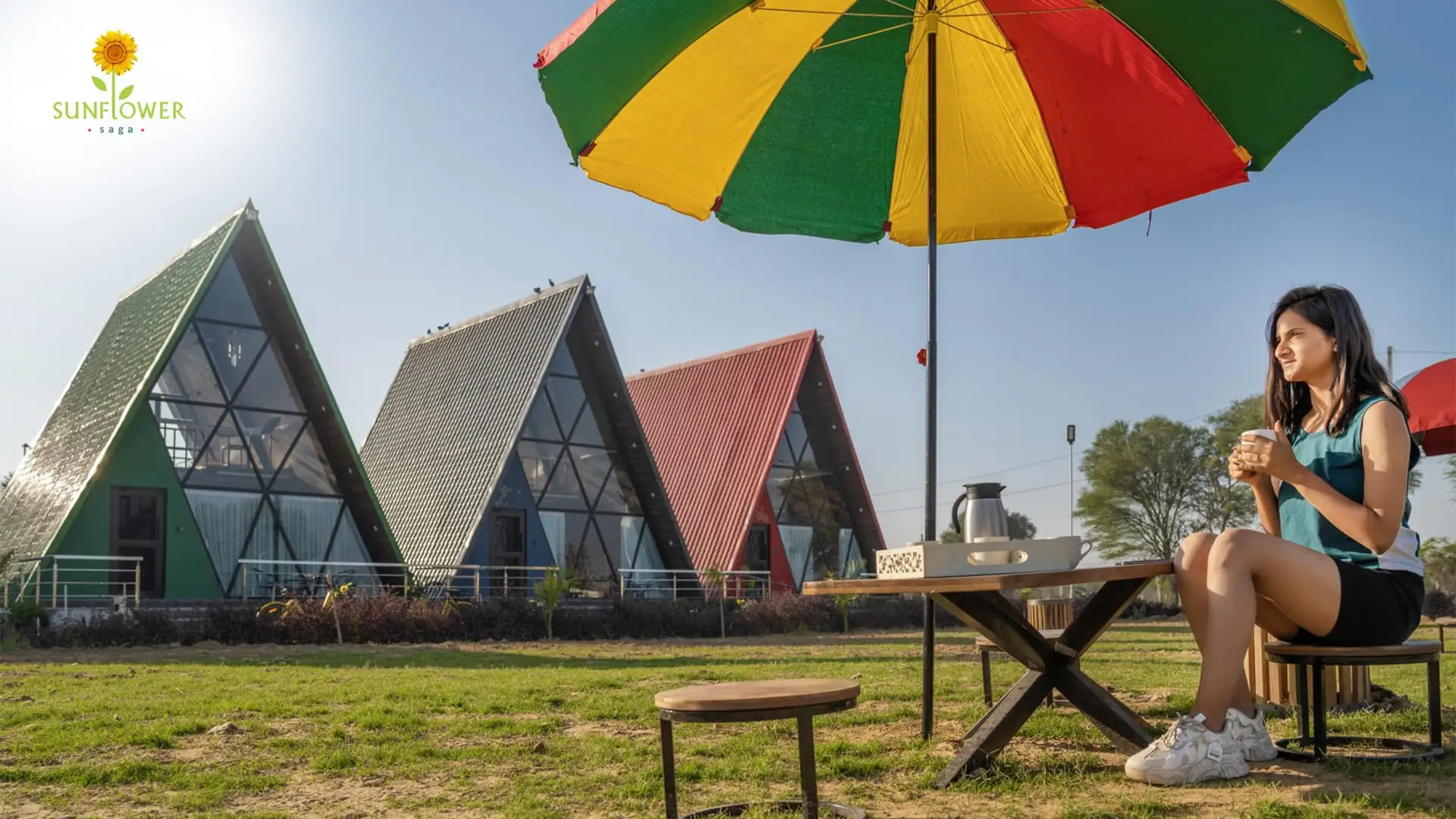 Family enjoying a peaceful stay at Sunflower Saga near Jaipur