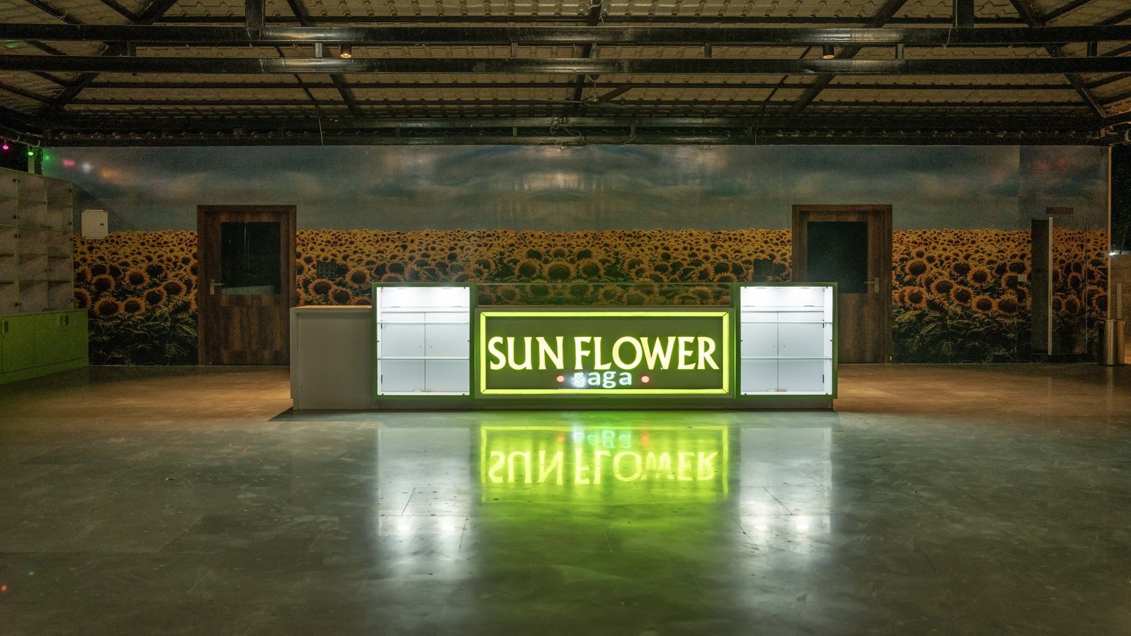 Sunflower Saga resort glowing at dusk near Jaipur